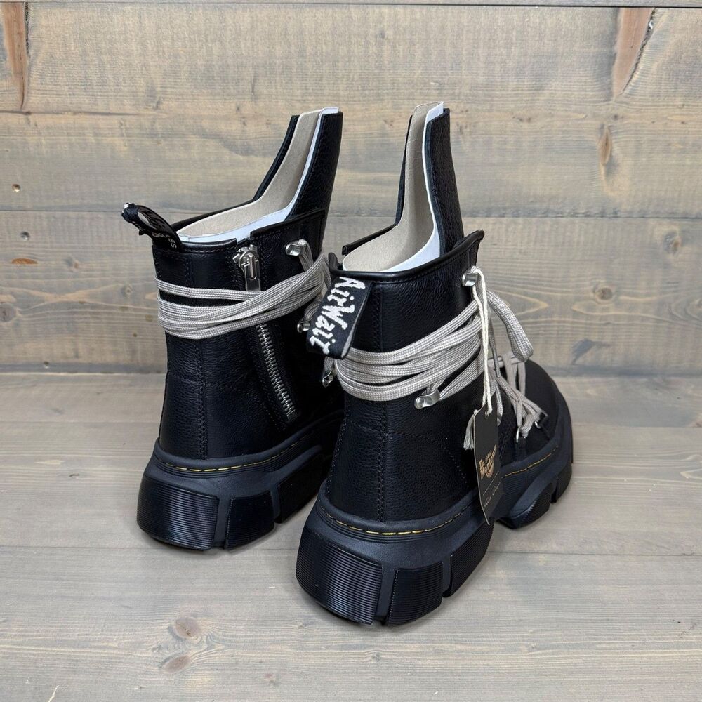 NIB Dr. Martens x Rick Owens 1460 DMXL Megalace RO Black Leather Boots US 10.5 - Picture 6 of 12